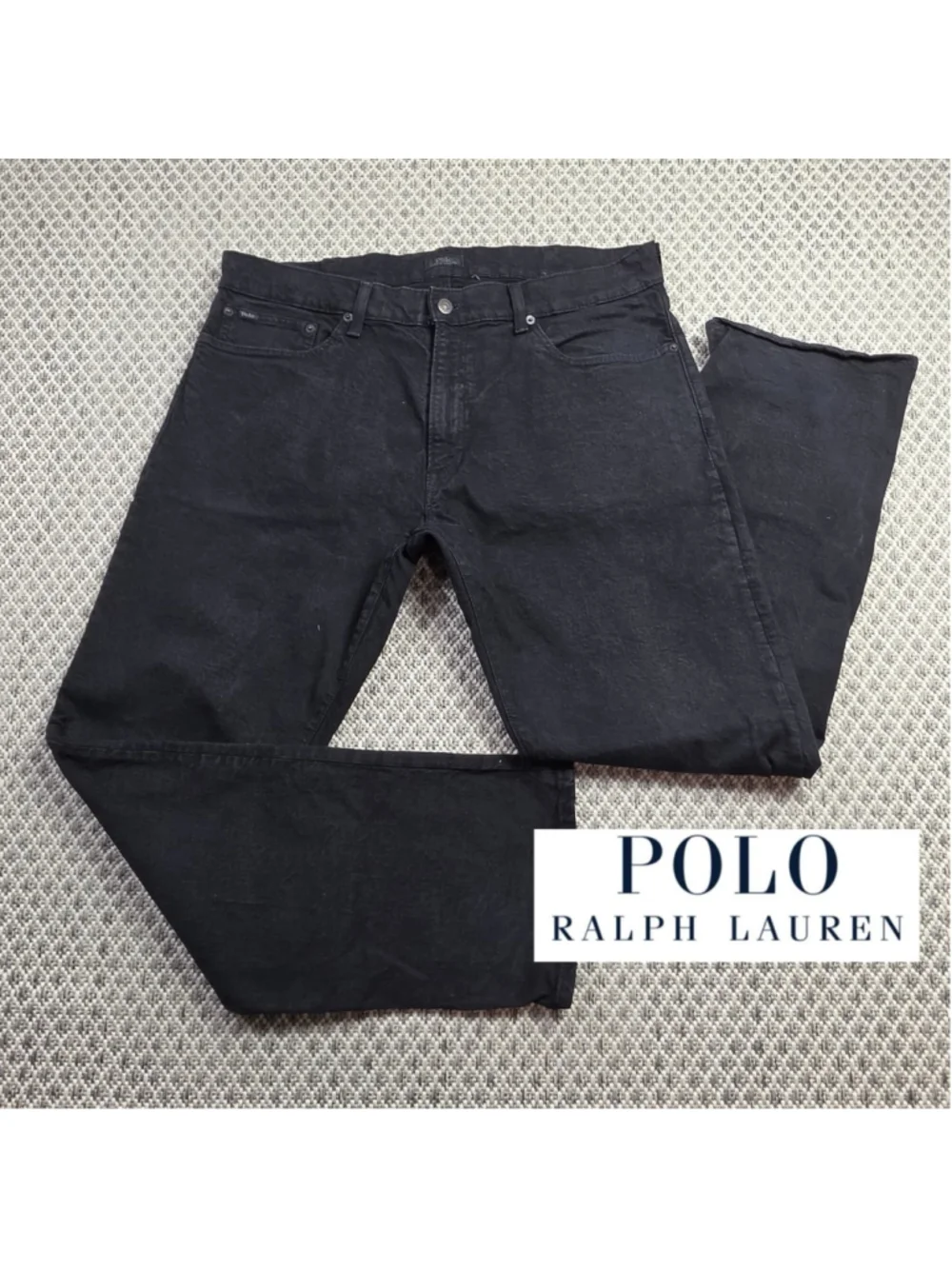 Polo Ralph Lauren 381 Mens Black Stretch Denim Jeans W32 L32 Straight Leg